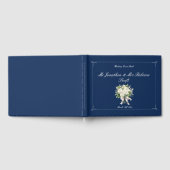 Marineblauw met White Rose's bruiloft gastenboek (Volledig)