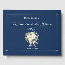 Marineblauw met White Rose's bruiloft gastenboek