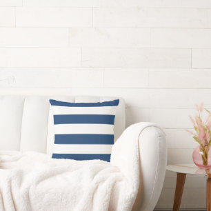 Marineblauw met witte nautische streep kussen