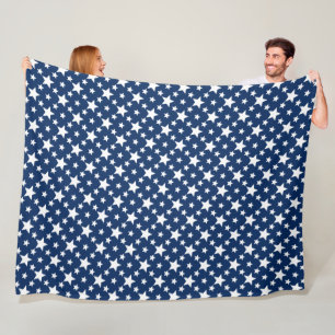 Marineblauw Met Witte Sterren Fleece Deken
