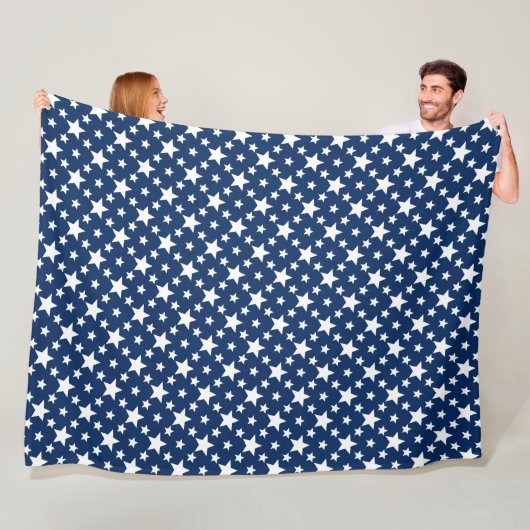 Marineblauw Met Witte Sterren Fleece Deken (In situ)