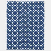 Marineblauw Met Witte Sterren Fleece Deken (Voorkant)