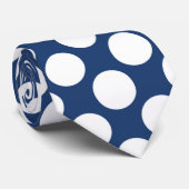 Marineblauw met Witte Stippen Retro Stropdas (Opgerold)