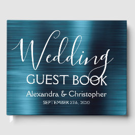 Marineblauw Metallic Wedding Guest Book Gastenboek
