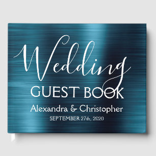 Marineblauw Metallic Wedding Guest Book Gastenboek