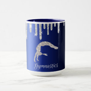 Marineblauw Metallic Zilveren Glitter Turnen Mok