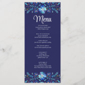 Marineblauw Mexicaans Bloemen Fiesta Bruiloft Menu (Voorkant)