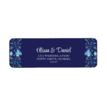Marineblauw Mexicaans Bloemfeest Retouradres