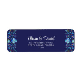 Marineblauw Mexicaans Floral Fiesta Retouradres Etiket