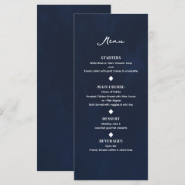 Marineblauw Minimaal Modern Elegaant Trouwmenu Menu