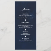 Marineblauw Minimaal Modern Elegant Bruiloft Menu (Voorkant)