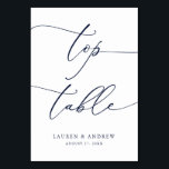 Marineblauw minimalistisch bruiloft top tafel op m kaart<br><div class="desc">(**VOEG NOTA: Om orde te maken,  pas eenvoudig uw lijstaantal (en naam/datum) aan en voeg elk aantal aan uw kar afzonderlijk toe. Controleer vervolgens wanneer u klaar bent.) Mooie,  elegante,  moderne en minimalistische,  tabelnummerkaart. Volledig aanpasbaar met uw namen (of de Naam van de Gebeurtenis) en Datum.</div>