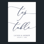 Marineblauw minimalistisch bruiloft top tafel op m kaart<br><div class="desc">(**VOEG NOTA: Om orde te maken,  pas eenvoudig uw lijstaantal (en naam/datum) aan en voeg elk aantal aan uw kar afzonderlijk toe. Controleer vervolgens wanneer u klaar bent.) Mooie,  elegante,  moderne en minimalistische,  tabelnummerkaart. Volledig aanpasbaar met uw namen (of de Naam van de Gebeurtenis) en Datum.</div>