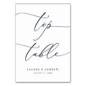 Marineblauw minimalistisch bruiloft top tafel op m kaart (Voorkant)