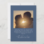 Marineblauw | Minimalistisch Eenvoudig Script Hart Bedankkaart (Achterkant)