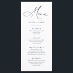 Marineblauw Minimalistisch Eenvoudig Vlak Menu<br><div class="desc">Elegant en modern,  marineblauw minimalistisch platte menu. Volledig aanpasbaar menu voor uw bruiloft of evenement.</div>