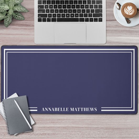 Marineblauw Minimalistisch Monogram Bureaumat