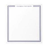 Marineblauw Minimalistisch Monogram Notitieblok (Voorkant)