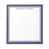 Marineblauw Minimalistisch Monogram Notitieblok (Voorkant)
