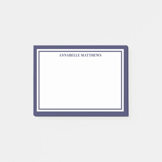 Marineblauw Minimalistisch Monogram Post-it® Notes (Voorkant)