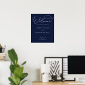 Marineblauw Minimalistisch Oefendiner Bord Poster (Thuiskantoor)