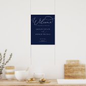 Marineblauw Minimalistisch Oefendiner Bord Poster (Keuken)