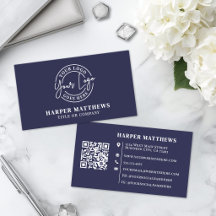 Marineblauw Minimalistisch Professioneel Logo QR-c
