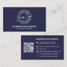 Marineblauw Minimalistisch Professioneel Logo QR-c