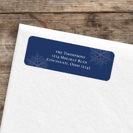 Marineblauw minimalistisch sneeuwvlok retouradres etiket