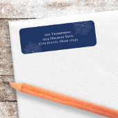 Marineblauw minimalistisch sneeuwvlok retouradres etiket