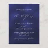 Marineblauw minimalistische bruiloft uitnodiging briefkaart (Voorkant)