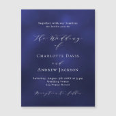 Marineblauw minimalistische luxe bruiloft magnetische uitnodiging (Voorkant)