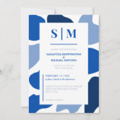 Marineblauw minimalistische moderne stijl bruiloft kaart (Voorkant)