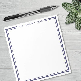 Marineblauw Minimalistische Monogram Notitieblok