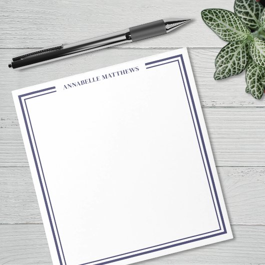 Marineblauw Minimalistische Monogram Notitieblok