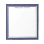Marineblauw Minimalistische Monogram Notitieblok (Voorkant)
