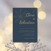 Marineblauw Minimalistische Sneeuwvlok Kerst Huwel