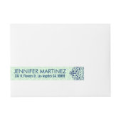 Marineblauw & Mint-groen bloemenkant ontwerp Omwikkelbaar Adreslabel (Voorkant)