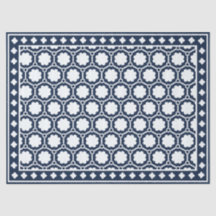 Marineblauw modern beeninlegwerk decoupagepapier