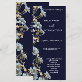 Marineblauw Modern Bloemig Eenvoudig Huwelijksprog