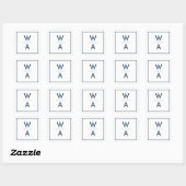 Marineblauw Modern Bold Monogram Crest Envelope Se Vierkante Sticker (Vel)