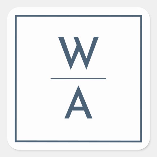 Marineblauw Modern Bold Monogram Crest Envelope Se Vierkante Sticker (Voorkant)