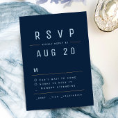 Marineblauw Modern Chique Eenvoudige Typografie RS RSVP Kaartje