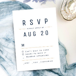 Marineblauw Modern Chique Eenvoudige Typografie RS RSVP Kaartje