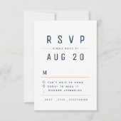 Marineblauw Modern Chique Eenvoudige Typografie RS RSVP Kaartje (Voorkant)