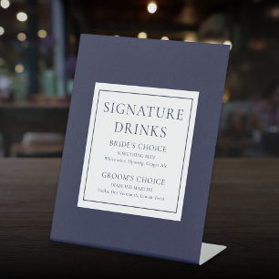 Marineblauw Modern Classic Signature Drinken Reclamebord Met Voetstuk