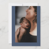 Marineblauw Modern Cross doopfoto doop Kaart (Achterkant)