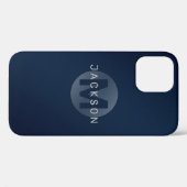 Marineblauw modern eenvoudig gepersonaliseerd mono Case-Mate iPhone case (Achterkant (horizontaal))