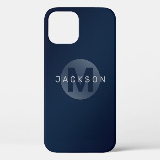 Marineblauw modern eenvoudig gepersonaliseerd mono Case-Mate iPhone case (Achterkant)