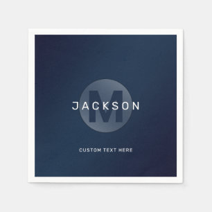 Marineblauw modern eenvoudig gepersonaliseerd mono servet
